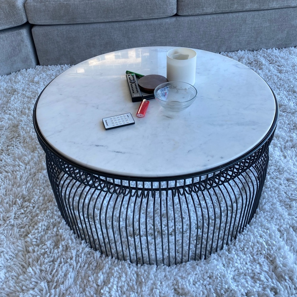 Crate & Barrel Marble Top Coffee Table